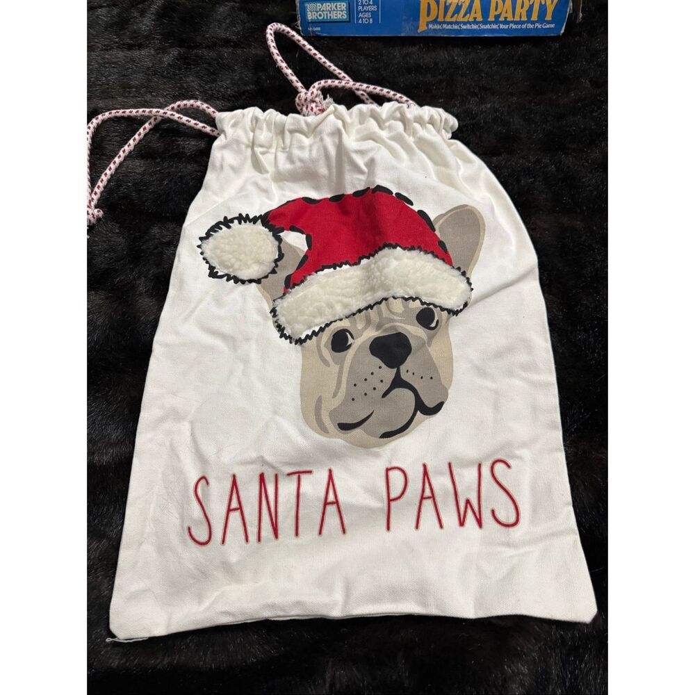 Christmas‎ Santa paws French Frenchie bulldog drawstring bag